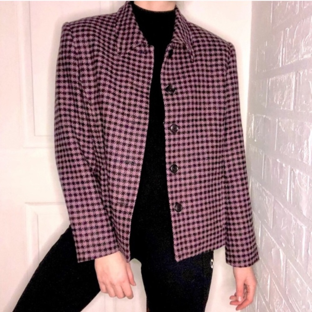 Vintage wool Purple houndstooth blazer size medium